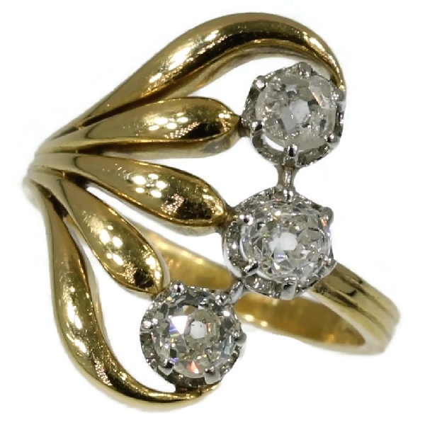 Typical Art Nouveau diamond engagement ring